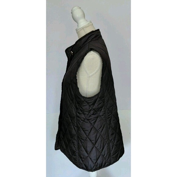 Kenneth Cole Women's Black Light Diamond Quilted Button Up Vest Size L - Picture 2 of 9